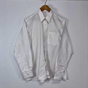 Louis Philippe City Milano White Linen Dress Shirt Size 42 CMS Long Sleeve